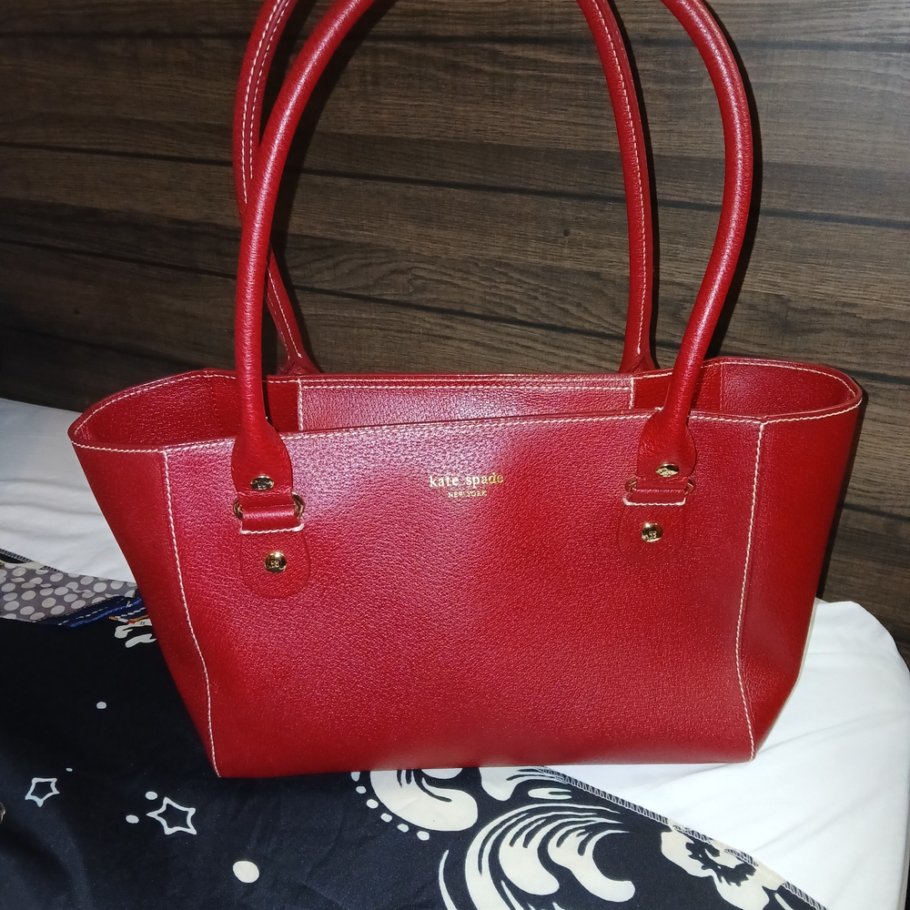 Kate Spade Red Leather Tote Bag